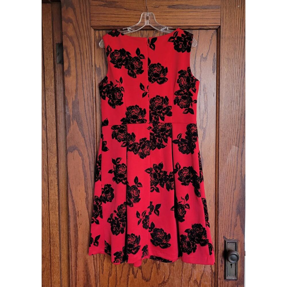 Studio One New York Womens Size 12 Red Black Rose Velvet Cocktail Wedding - Picture 2 of 14